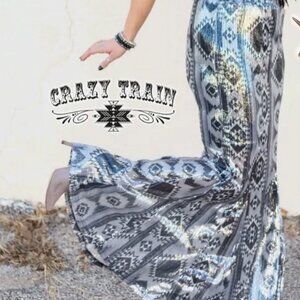 Crazy Train Silver & Black sequined MAXI skirt Sz. M (10-12)